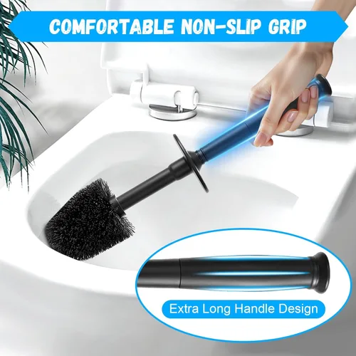 Miniatura 3 de AONEZ Plastic Toilet Brush, Toilet Brush and Holder Set with Long Handle, Covered Holder and Hard Bristles, Toilet Cleaner Brush for Bathroom and