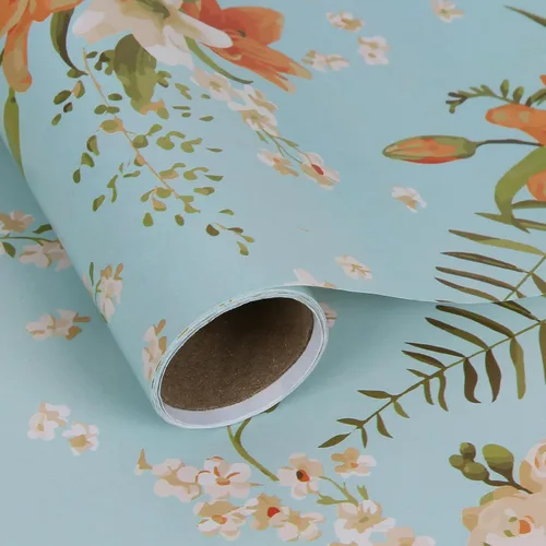 Miniatura 32 de Aimyoo - Rollo de papel de regalo floral kraft - Rollo jumbo - 30 pulgadas x 33 pies - Papel de regalo vintage con flores para todas las ocasiones
