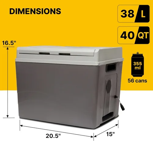 Miniatura 7 de Koolatron Enfriador/calentador eléctrico de 12 V, refrigerador termoeléctrico de automóvil de 38 L (40 qt), puerta reversible, conexión de 12