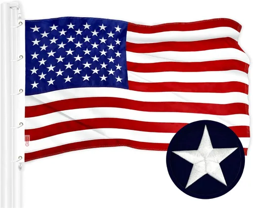 G128 Bandera de Estados Unidos | 10x15 pies | Serie ToughWeave Bordada de 300D de Poliéster | Bandera del País, Estrellas Bordadas, Rayas Cosidas,