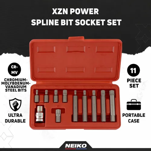 Miniatura 2 de NEIKO 10078A XZN Juego de dados de broca cuadrada triple 11 piezas largas y cortas 12 puntos Acero CrV
