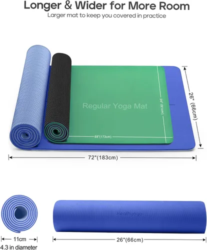 Miniatura 5 de Heathyoga Tapete de Yoga Antideslizante Ecológico, Sistema de Alineación Corporal, Material TPE Certificado por SGS - Superficie Texturizada