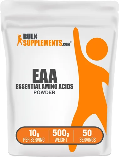 BulkSupplements. com Essential Aminoácidos en polvo - Suplemento de aminoácidos esenciales, polvo EAA - Sin sabor y sin gluten, 0.35 oz por porción,