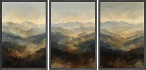 Miniatura 72 de SIGNWIN Lienzo enmarcado para pared, juego de arte tranquilo con reflejo de lago, acuarela, montaña y agua, ilustraciones modernas, arte abstracto