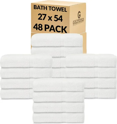 Miniatura 11 de GOLD TEXTILES Juego de toallas de baño prémium (paquete de 12, 27 x 54 pulgadas), 100% algodón hilado en anillo, para hotel, spa, suaves y Blanco