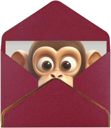 The Silent Monkey - Tarjetas de felicitación impresas, tarjetas en blanco de 4.5 x 6 pulgadas con sobres para todas las ocasiones, cumpleaños, Rojo