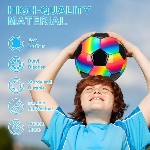 Miniatura 5 de Retisee Balón de fútbol de arcoíris con inflador, tamaño oficial, para interiores y exteriores, suave, inflable, para niños, adolescentes y adultos