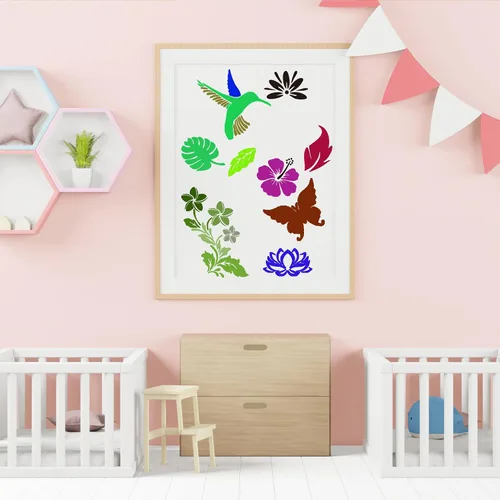 Miniatura 6 de Sotpot 16 plantillas de flores para dibujar flores grandes, plantillas de pintura, plantillas de bricolaje para pared de madera, decoración del hogar