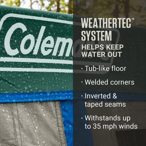 Miniatura 6 de Coleman Skylodge Camping Tent with Rainfly & Screened Porch, XL Weatherproof Family Tent Fits 4 Queen-Sized Airbeds, Color-Coded Poles & Sleeves