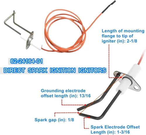 Miniatura 5 de Encendido directo por chispa 62-24164-01, encendedores de quemador de horno compatibles con Rheem Pro-tech PSE R36 PSER36, cable de alta temperatura