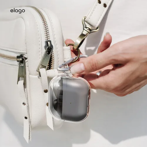 Miniatura 7 de elago Compatible con Samsung Galaxy Buds 3 Pro y 3 y 3 FE, funda transparente con mosquetón, cubierta de TPU premium, carga inalámbrica, accesorios