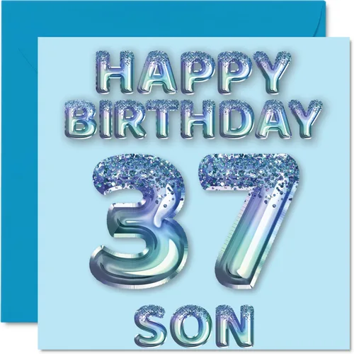 Miniatura 276 de Stuff4 Tarjeta de primer cumpleaños para niños, globo de fiesta con purpurina azul, tarjetas de feliz cumpleaños para niño de 1 año, nieto, hijo, 57