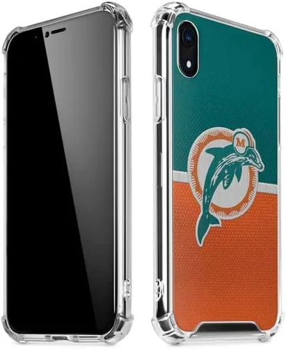 Skinit Funda transparente compatible con iPhone XR, diseño vintage de Miami Dolphins con licencia oficial de la NFL