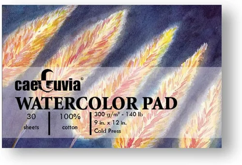 Caeluvia Bloc de papel de acuarela 100% algodón de prensa en frío, 140 libras, 5.5 x 8.5 pulgadas, 30 hojas de papel de acuarela Academy sin ácidos,
