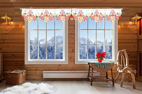 Miniatura 4 de Cenefa de Cortina de Ventana de Cocina con Bolsillo para Barra Bordada de Bastón de Caramelo de Navidad y Fiestas A 58 × L 14 Pulgadas