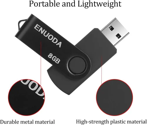 Miniatura 2 de Unidad flash de 8 GB, paquete de 2 unidades de memoria ENUODA Thumb Drives de 8 GB, diseño giratorio USB 2.0, unidad de bolígrafo