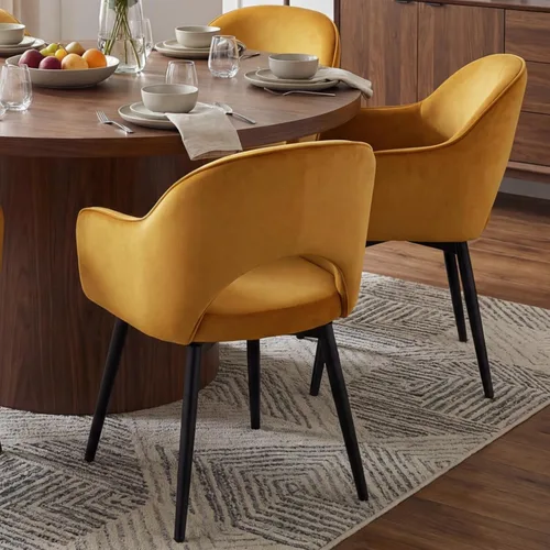 Miniatura 11 de DUOMAY Juego de 2 sillones giratorios tapizados de piel sintética moderna con patas de metal para cocina, sala de estar, color marrón