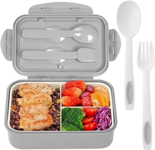 Miniatura 9 de LOVINA Cajas Bento para Adultos – Contenedor de almuerzo Bento de 1100 ML para niños con cuchara y tenedor – Tamaño perfecto duradero para comida