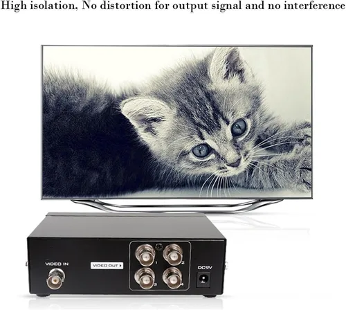 Miniatura 4 de 4-Port (1 Entrada 4 Salidas) BNC Video Splitter Box Coaxial Distribuidor Amplificador para Sistema de Monitoreo de Video Cámara de Seguridad CCTV