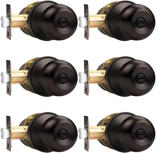Miniatura 13 de Probrico Cerraduras de puerta de privacidad estilo bola redonda, pomos de puerta interiores negro mate para dormitorio y baño, pomos de puerta sin