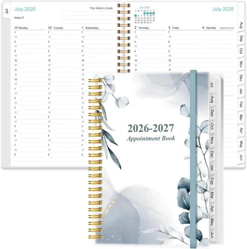Miniatura 9 de Agenda 2026 - Planificador diario y por hora 2026 desde enero 2026 hasta diciembre 2026, 12 pestañas mensuales, bolsillo interior, 16.3 x 21.6 cm