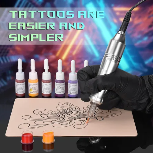 Miniatura 7 de Kit de bolígrafo de tatuaje, cartuchos de tatuaje, máquina de tatuaje para principiantes, kits de bolígrafos de tatuaje rotativos juegos completos