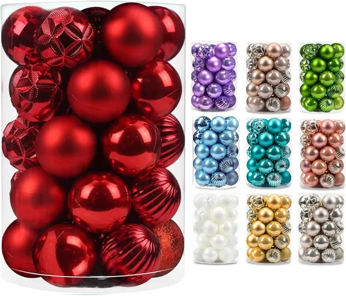 Miniatura 102 de AMS Esferas de Navidad de 2.36 pulgadas/60mm, 34 unidades, adornos grandes, decoraciones para fiestas, inastillables, colgantes festivos para Negro