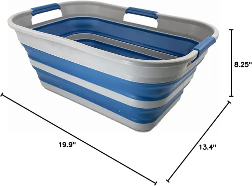 Miniatura 8 de SAMMART Cesta plegable de plástico de 21 litros (5.5 galones), contenedor de almacenamiento plegable y organizador, tina de lavado portátil, cesta