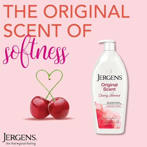 Miniatura 6 de Jergens Loción para piel seca de aroma original, hidratante corporal para manos y cuerpo, esencia de almendra de cereza, probado por dermatólogos