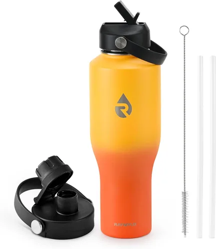 Miniatura 17 de RAYMYLO Botella de agua de acero inoxidable de 32 onzas (fría durante 48 horas, caliente durante 24 horas), botella de agua aislada al vacío
