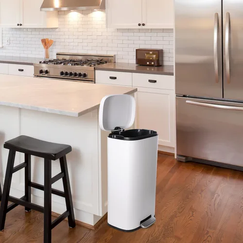 Miniatura 7 de Cubo de Basura, Cubo de Basura de Cocina de Acero Inoxidable con Pedal, Cubo de Residuos con Pedal con Tapa con Bisagras y Cubo Interior Extraíble