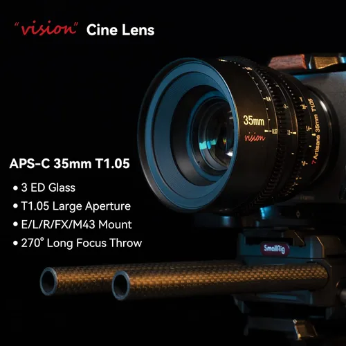 Miniatura 4 de 7artisans 25mm/35mm/50mm T1.05 Lente Cine de Apertura Grande de Gran Angular Manual Focus con Baja Distorsión Mini Cinematográfica