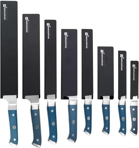 Sensei - Juego de 8 protectores de cuchillos para cuchillos de cocina, forro de fieltro, protectores de cuchillas de plástico negro, duradero, a