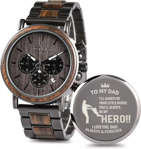 Miniatura 20 de 2win Reloj de madera grabado para novio, mi hombre, prometido, marido, relojes de madera personalizados para hombres, cumpleaños, aniversario, reloj