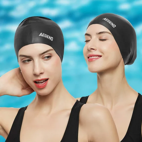 Miniatura 7 de Aegend - Gorros de natación para cabello largo, gorras de natación de silicona duraderas para mujeres, hombres, adultos, jóvenes, fáciles de poner