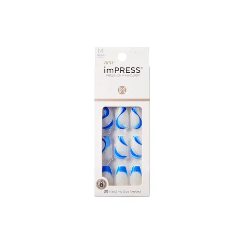 Miniatura 20 de Uñas postizas sin pegamento KISS imPRESS, diseño "All I Want" Púrpura y Blanco
