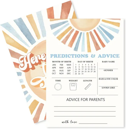 Miniatura 9 de Sunshine Fill In Baby Shower Juego de cartas – Here Comes The Son – Juego de mamá o papá para niños – Anuncio de bebé revelación de género ¿Adivina