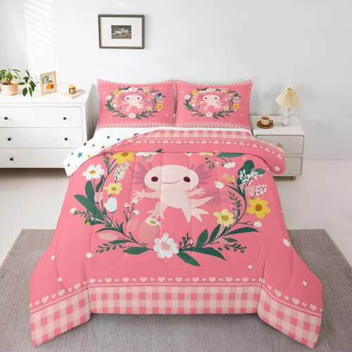 Miniatura 10 de Erosebridal Juego de ropa de cama de elefante de dibujos animados, edredón de animales de la selva, edredón de plumón para niña de ballet, bonito