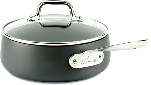 All-Clad HA1 - Cacerola antiadherente anodizada dura 2.5 cuartos apta para inducción, horno, parrilla segura hasta 500F, tapa segura hasta 350F,