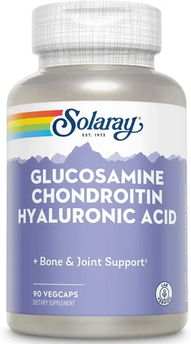 SOLARAY Glucosamina Condroitina y Ácido Hialurónico, 1500mg/1000mg/20mg 90 Cápsulas