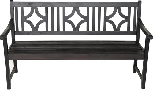 Miniatura 6 de JONATHAN Y Sloane BNH100C - Banco de madera de acacia maciza para exteriores, asiento de jardín para 2 personas de 59 pulgadas con respaldo Negro