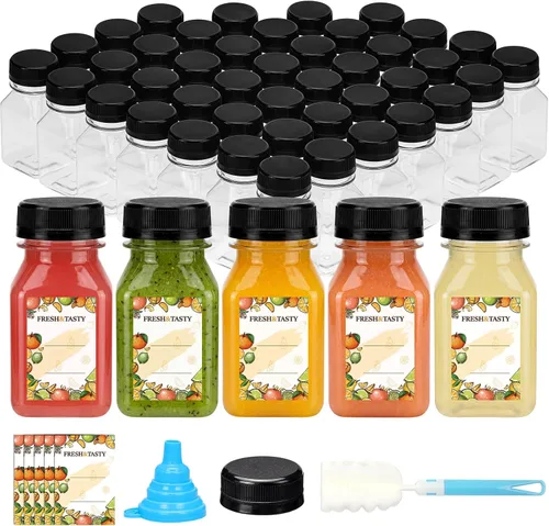 Miniatura 29 de TOMNK 12pcs 2oz Plastic Shot Juice Bottles with Caps, Reusable Clear Bulk Beverage Containers for Ginger Shot, Juice, Milk and Other Beverages