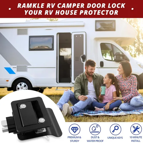 Miniatura 5 de Cerradura de puerta de entrada para RV, 100% cerradura de metal para caravana, pestillo de puerta para remolque de viaje, kit de reemplazo