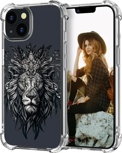 Miniatura 44 de Hungo Funda compatible con iPhone 15 Plus para mujer, diseño floral transparente, lindo, flor azul rosa Rosas Azules