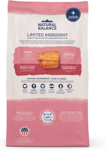 Miniatura 10 de Natural Balance Alimento seco para perros adultos de ingredientes limitados con granos saludables, receta de salmón y arroz integral, 24 libras