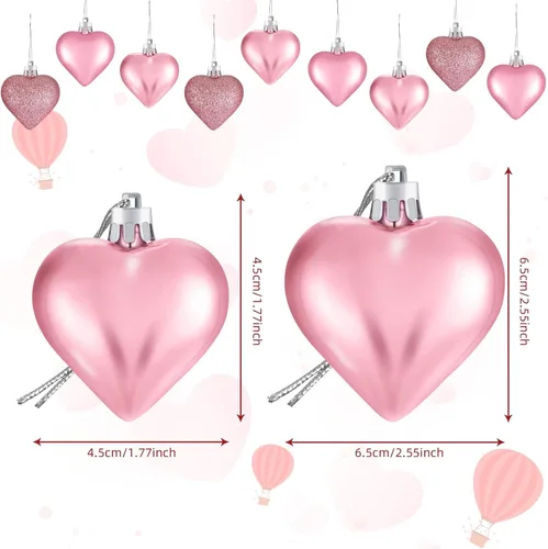 Miniatura 18 de Adornos de corazón para el día de San Valentín: 3 adornos con forma de corazón para árbol de Navidad y para colgar como decoración en el día de San