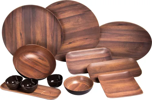 Miniatura 6 de Carlisle FoodService Products Epicure - Plato redondo de plástico, 18 pulgadas, grano de madera oscuro
