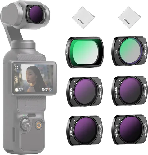 Miniatura 23 de NEEWER ND & CPL Kit de Filtros para Pocket 3 (Paquete de 3), ND4 ND8 CPL Juego de Filtros Polarizadores de Densidad Neutra Magnéticos con Vidrio