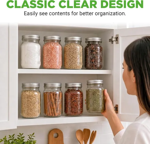 Miniatura 5 de NutriChef 16 oz. Wide Mouth Mason Jars 12 Pcs Glass Food Storage Containers with Lids for Meal Prep, Jam, Honey & Crafts Reusable Canning