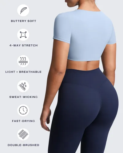 Miniatura 4 de Aoxjox Camiseta corta de manga corta para mujer, diseño de Sienna Twist Deep V